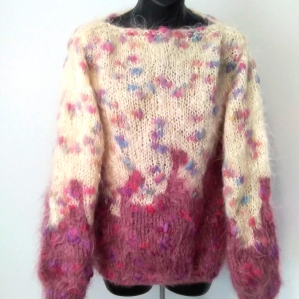 ❤️HP♥️Handknit Mohair/Artisan Yarn Sweater